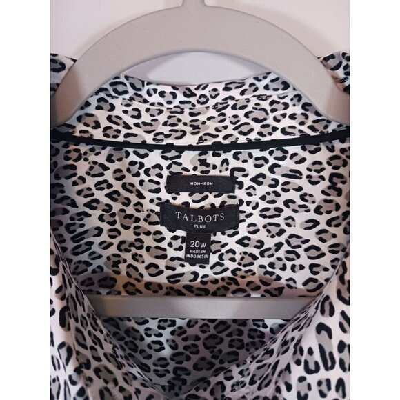 Talbots Leopard Print Mob Wife Non-Iron Long Sleeve Stretch Blouse Size 20W - Picture 2 of 4